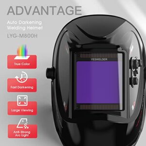 YESWELDER True Color Auto Darkening Welding Helmet - 3.93" Screen